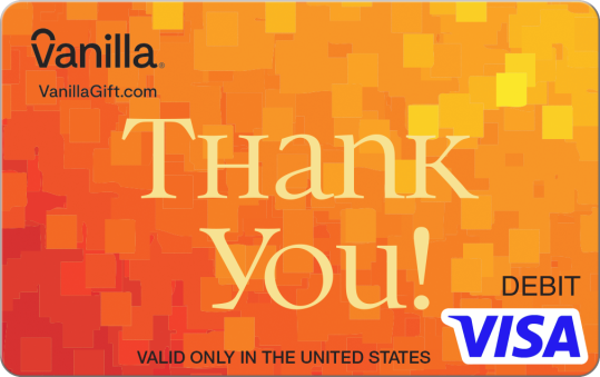Orange Card 4枚　合計1万円分 Thanks Pixels Gift Card | Thank You Gift Card | Vanilla® Visa®