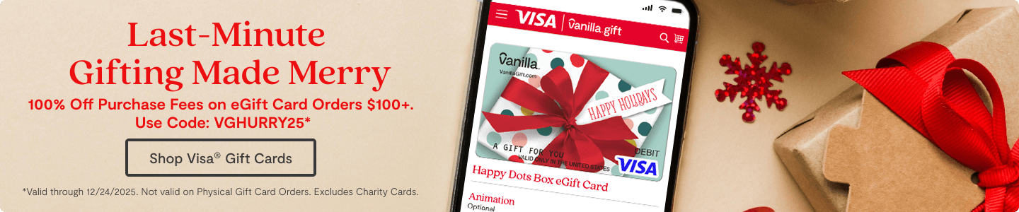 Hero Banner 1 - Last Minute Shopping Vanilla Visa Gift Cards