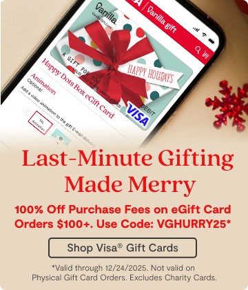 Hero Banner 1 - Last Minute Shopping Vanilla Visa Gift Cards
