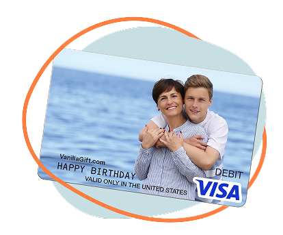 custom Visa gift card with a photo of a couple