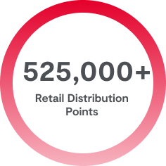 A graphic that says over 525,000 gift card retail distribution points