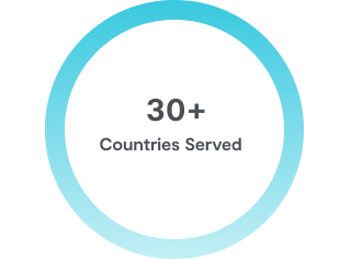 A graphic that says over 30 countries served