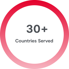 A graphic that says over 30 countries served