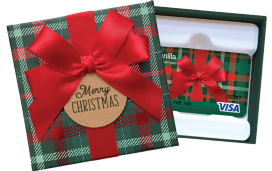 Merry Plaid Bow Gift Card + Gift Card Box