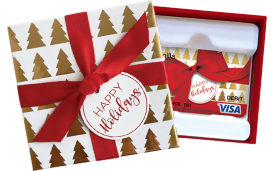 Gold Tree Bow Gift Card + Gift Card Box