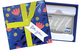 Script Silver Gift Card + Blue Foil Gift Card Box