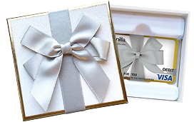 Script Silver Gift Card + Blue Foil Gift Card Box