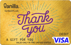 Thanks Gold Vanilla Visa Gift Card