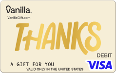 Featured Card 12 - Image of Gold Shimmer Thanks Vanilla Visa Gift Card