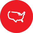 red icon of a continental United States map