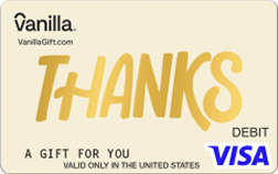  Gold Shimmer Thanks Vanilla Visa Gift Card
