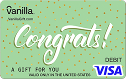 Congrats Green Vanilla Visa Gift Card