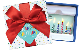 Candles Blowing Gift Card + White Glitter Gift Card Box
