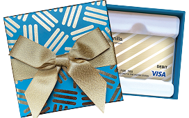 Gold Diagonal Gift Card + Silver with Gold Bow Gift Card Box